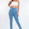 Clothing Rebellious Fashion | Mid Blue Contour Seam Skinny Jeans - Emma