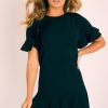 Clothing Rebellious Fashion | Black Frill Detail Peplum Dress - Birda