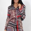 Clothing Rebellious Fashion | Darna Grey Paisley Print Shirt Dress