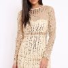 Clothing Rebellious Fashion | Gold Sheer Sequin Dress - Aaima