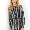 Clothing Rebellious Fashion | Jaime Black And White Striped Shirt Dress