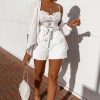 Clothing Rebellious Fashion | White Scalloped Lace Satin Bodysuit - Jeriah