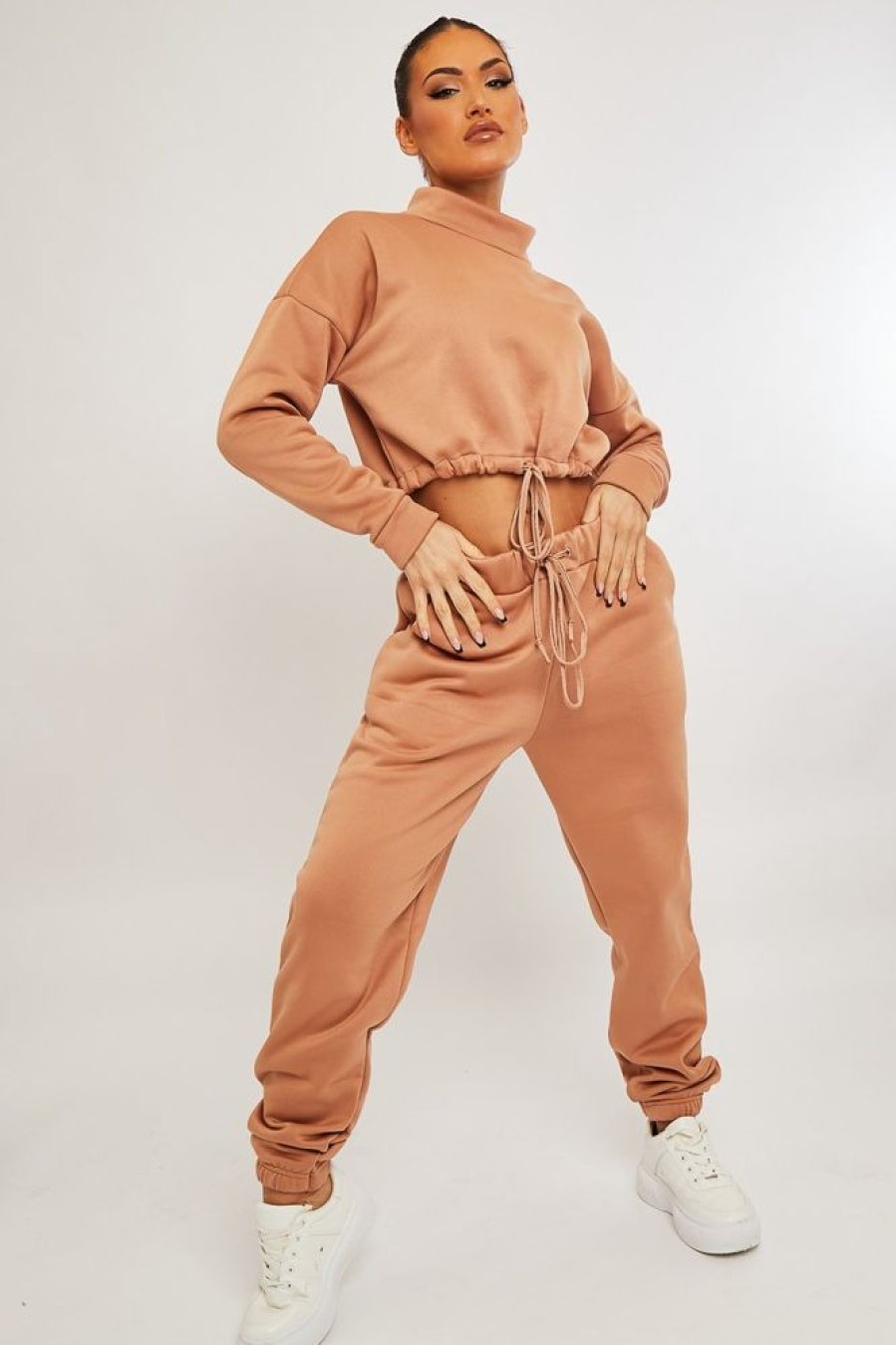 Clothing Rebellious Fashion | Camel Drawstring Waist Jumper And Joggers Co-Ord - Kayla