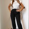 Clothing Rebellious Fashion | Black Straight Leg Ankle Tie Trouser - Darby