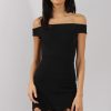 Clothing Rebellious Fashion | Black Cage Cut Bardot Midi Dress - Cady