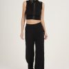 Clothing Rebellious Fashion | Black Crochet Trim Wide Leg Co-Ord - Devlin