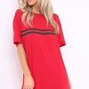 Clothing Rebellious Fashion | Red Stripe Front T Shirt Dress - Kamden