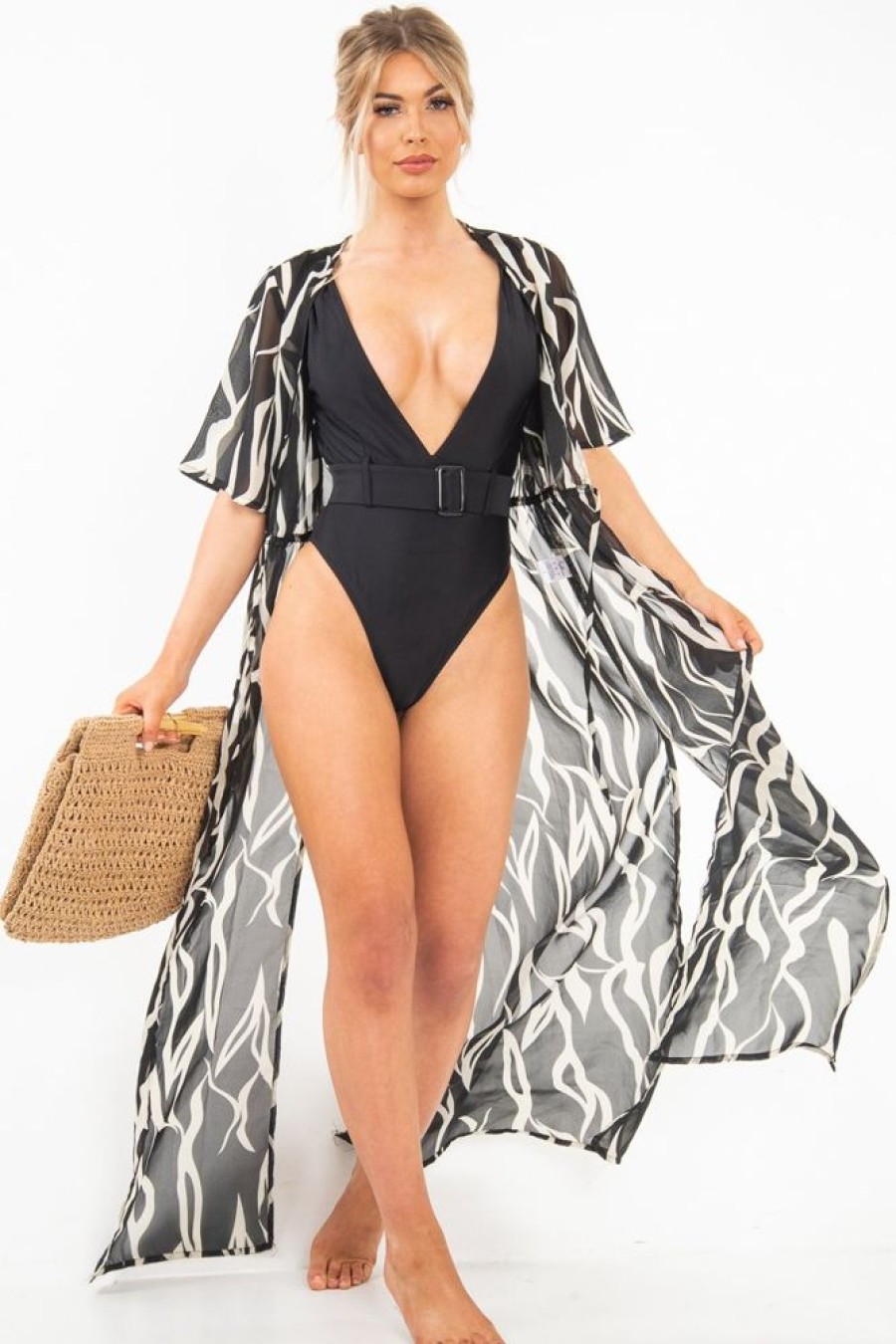 Clothing Rebellious Fashion | Black Zebra Print Chiffon Plunge Tie Front Maxi Dress - Tessa