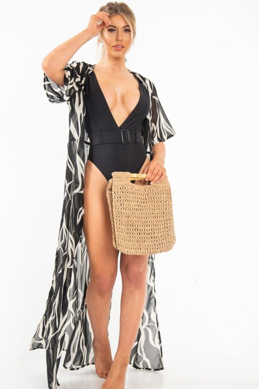 Clothing Rebellious Fashion | Black Zebra Print Chiffon Plunge Tie Front Maxi Dress - Tessa