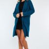 Clothing Rebellious Fashion | Teal Blue Mid Length Teddy Coat - Madelin