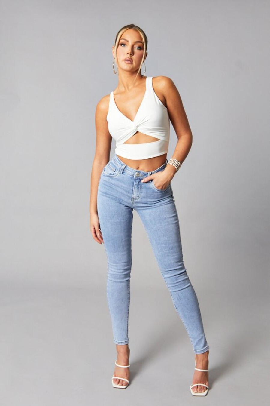 Clothing Rebellious Fashion | Light Blue High Waist Skinny Jeans - Nixi