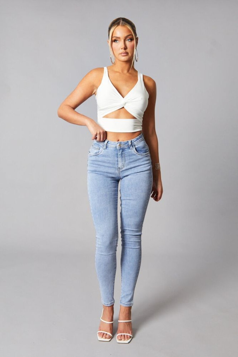 Clothing Rebellious Fashion | Light Blue High Waist Skinny Jeans - Nixi