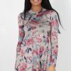 Clothing Rebellious Fashion | Dark Grey Floral Print Skater Dress-Shyla