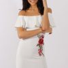 Clothing Rebellious Fashion | White Bardot Frill Embroidered Dress - Jasmine