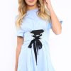 Clothing Rebellious Fashion | Blue Lace Up Corset Dress - Leyla