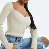 Clothing Rebellious Fashion | Beige Rib Knit Long Sleeve Top - Gianna