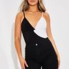 Clothing Rebellious Fashion | Black White Splice Twist Front Bodysuit - Alayja