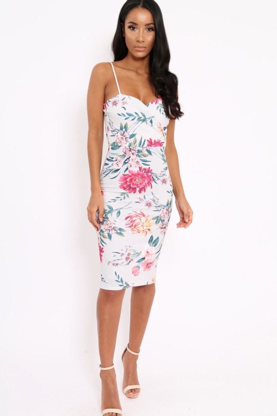 Clothing Rebellious Fashion | Floral Wrap Front Bodycon Dress - Tiniqua