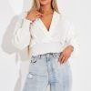 Clothing Rebellious Fashion | White Plunge Shirred Waist Top - Ciera