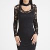 Clothing Rebellious Fashion | Black Lace High Neck Cut Out Dress - Bailey