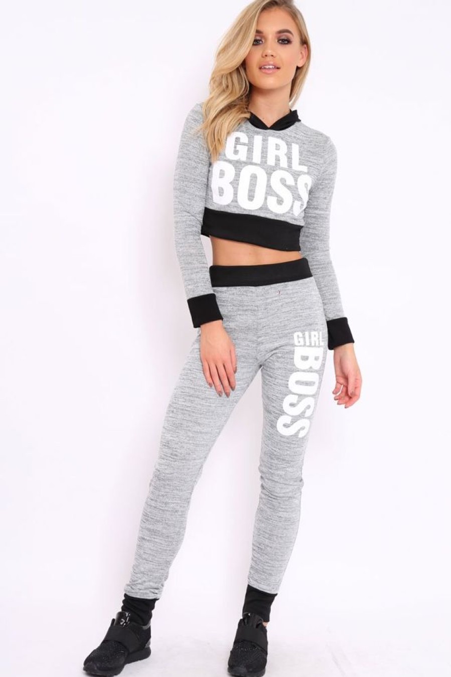 Clothing Rebellious Fashion | Grey Girl Boss Loungewear Set - Evie