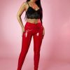 Clothing Rebellious Fashion | Red Shiny Vinyl Pu Leggings - Kalai