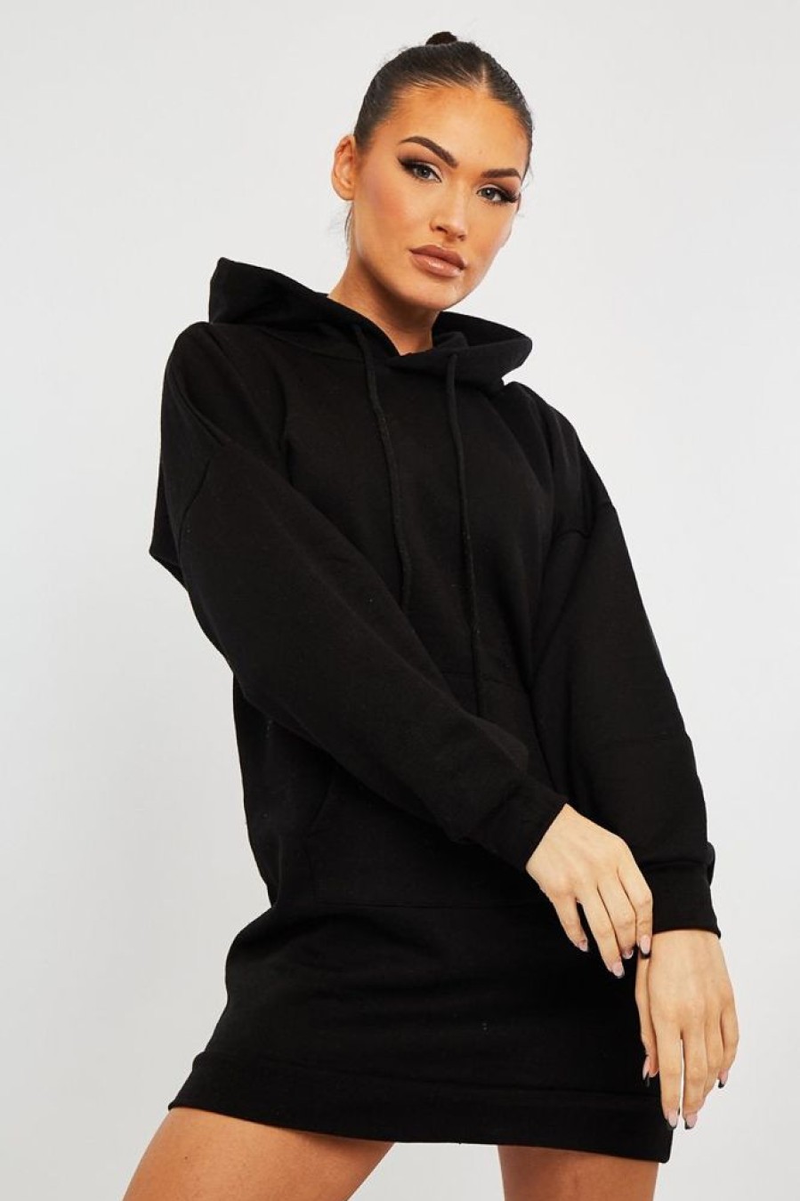 Clothing Rebellious Fashion | Black Oversized Hoodie Dress - Eimy