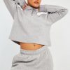 Clothing Rebellious Fashion | Grey Ring Zip Front High Neck Sweatshirt - Maggi