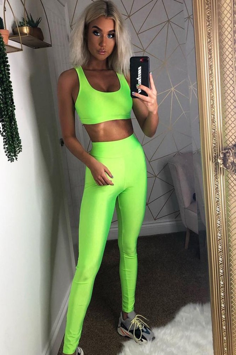 Clothing Rebellious Fashion | Neon Green Crop Bralet Leggings Co-Ord - Erinn