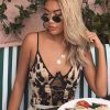 Clothing Rebellious Fashion | Leopard Print Lace Panelled Bodysuit - Lenya