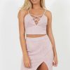 Clothing Rebellious Fashion | Lilac Lattice Crop Suede Co-Ord - Freya