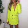 Clothing Rebellious Fashion | Lime Button Front Belted Blazer Dress - Justyne