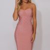 Clothing Rebellious Fashion | Pink Bandage Bandeau Midi Dress - Chrystelle