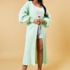 Clothing Rebellious Fashion | Mint Longline Knit Maxi Cardigan - Ema