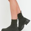 Shoes Rebellious Fashion | Khaki Ankle High Chunky Sole Sock Boots - Bana