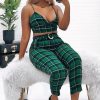 Clothing Rebellious Fashion | Green Check Bralet And Belted Trouser Co-Ord - Brilyn