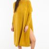 Clothing Rebellious Fashion | Mustard Cable Knit Side Split Jumper Dress - Maniya