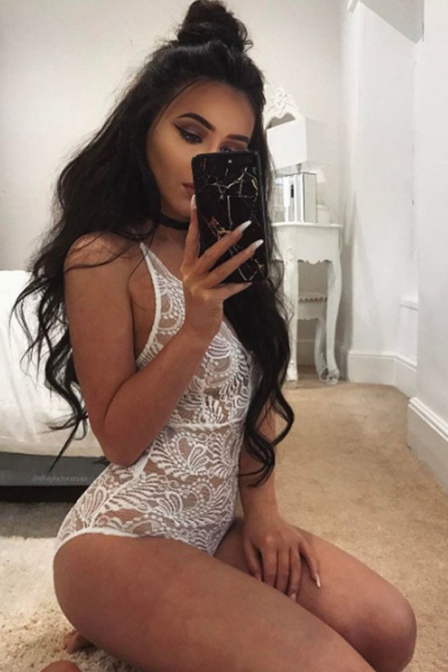 Clothing Rebellious Fashion | White Lace Cross Back Bodysuit - Brogan