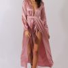 Clothing Rebellious Fashion | Pink Silk Overlay Bodysuit Maxi Dress - Rochelle