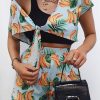 Clothing Rebellious Fashion | Blue Tropical Print Crop Top And Shorts Co-Ord - Olivia