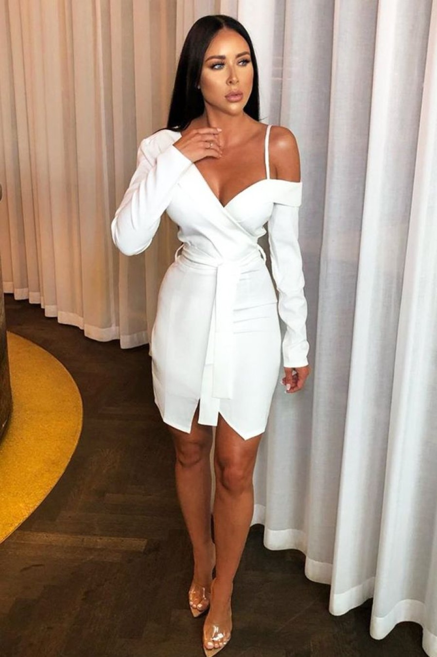 Clothing Rebellious Fashion | White Off The Shoulder Blazer Dress - Halia