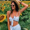 Clothing Rebellious Fashion | Blue And White Striped Crop Top And Shorts Co-Ord - Freida