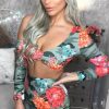 Clothing Rebellious Fashion | Camo Floral Mini Skirt And Crop Top Co-Ord - Rhona