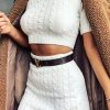 Clothing Rebellious Fashion | Cream Cable Knit Crop Top And Skirt Co-Ord - Galiana