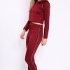 Clothing Rebellious Fashion | Wine Tracksuit With Khaki And Red Side Stripe - Beatrix