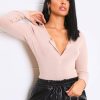 Clothing Rebellious Fashion | Nude Popper Front Bodysuit - Kymia