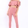 Clothing Rebellious Fashion | Mauve Trousers And Crop Top Co-Ord - Daizy