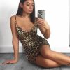 Clothing Rebellious Fashion | Leopard Satin Bustier Bodycon Mini Dress - Janiya