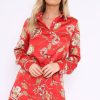 Clothing Rebellious Fashion | Red And Gold Chain Print Shirt Dress - Pollyann