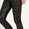 Clothing Rebellious Fashion | Black Mesh Sides Wet Look Leggings - Alana